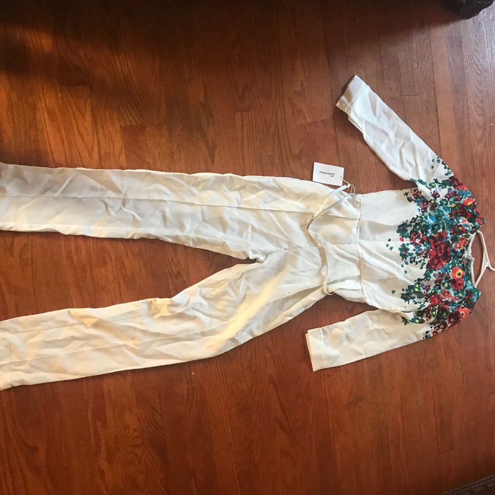 White floral jumpsuit