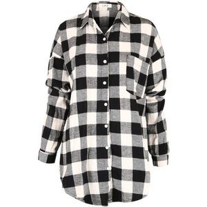 Black Plaid Shirt L Button Down