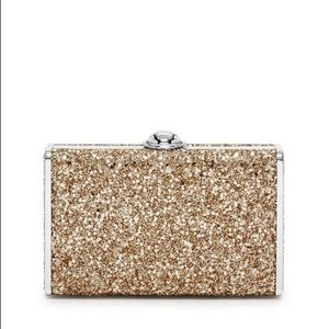 Henri Bendel Fliplock Party Box Gold Clutch