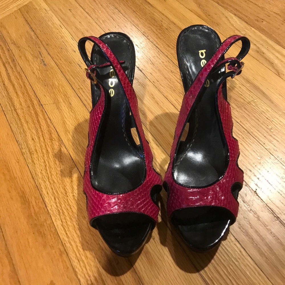 Bebe red and black heels