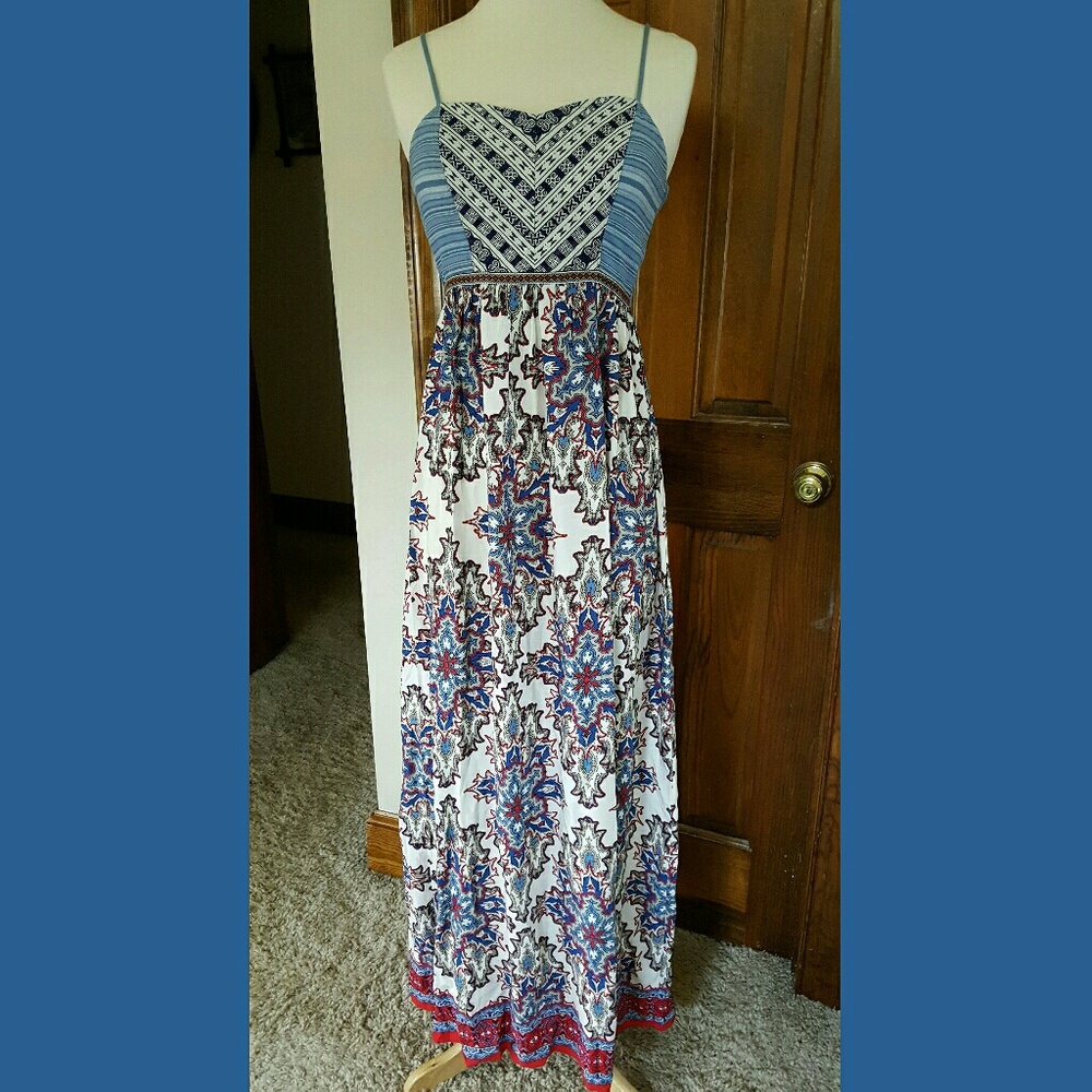 Boho, gypsy embroidered maxi dress. Like new
