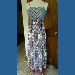 Boho, gypsy embroidered maxi dress. Like new