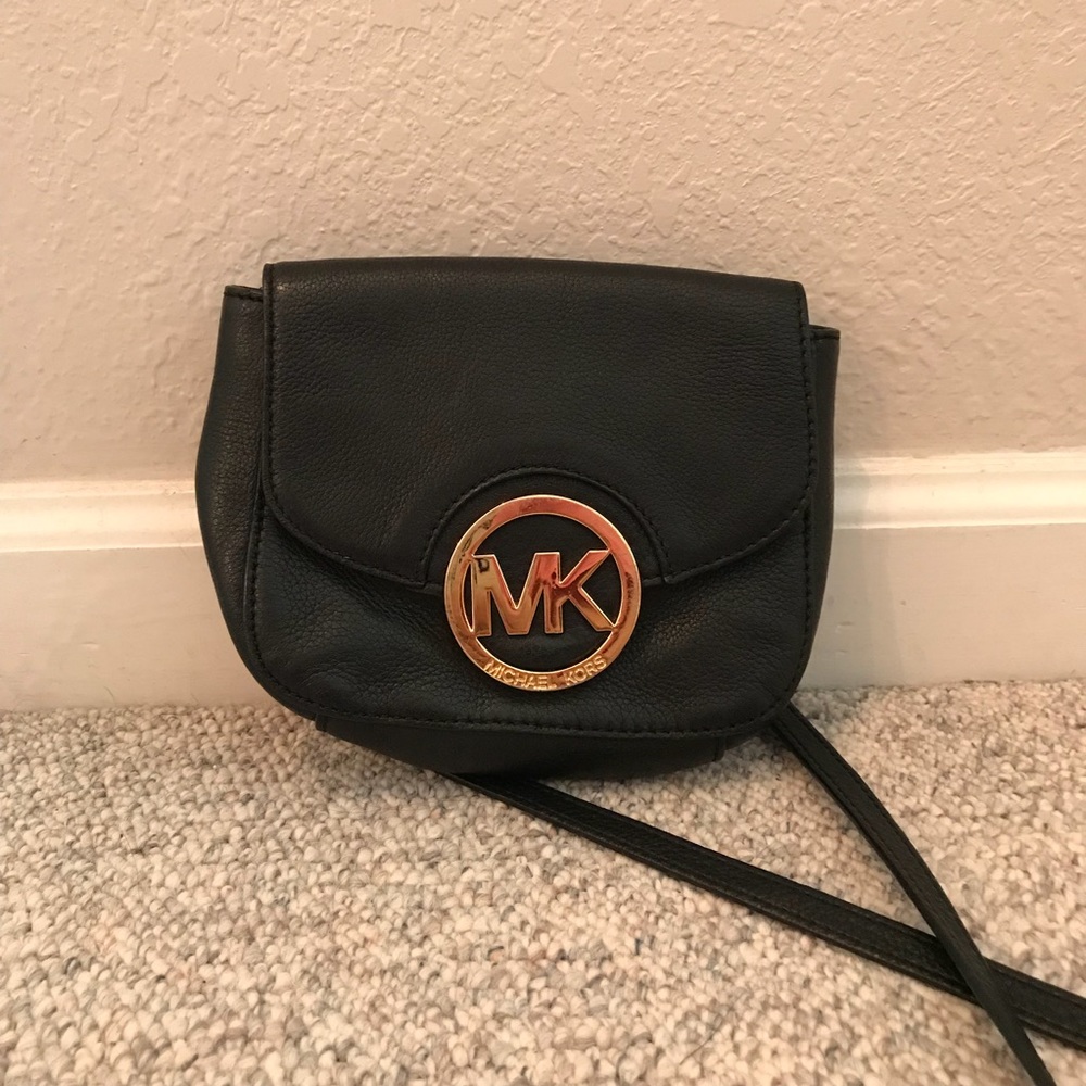 Michael Kors Black Leagher Crossbody