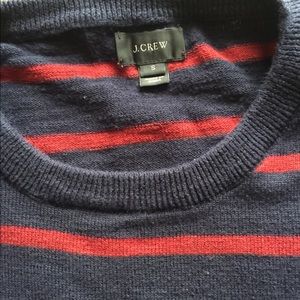 J Crew Navy Fall sweater with red stripes