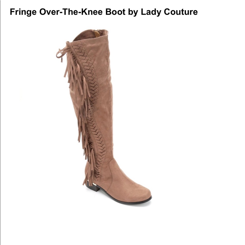 Lady Couture Fringe knee high boots