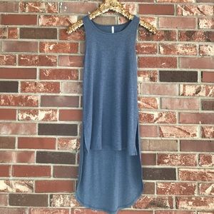 ❗️SOLD // Long Heathered Blue Tank with Open Back