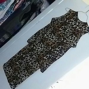 Leopard print spandex dress.