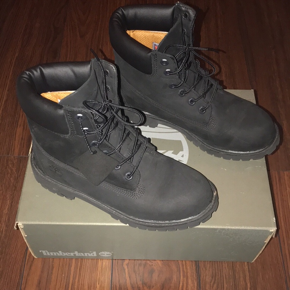 Jr. Size 6 Premium Black Waterproof Timberlands