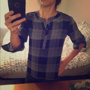 Navy blue polyester blouse