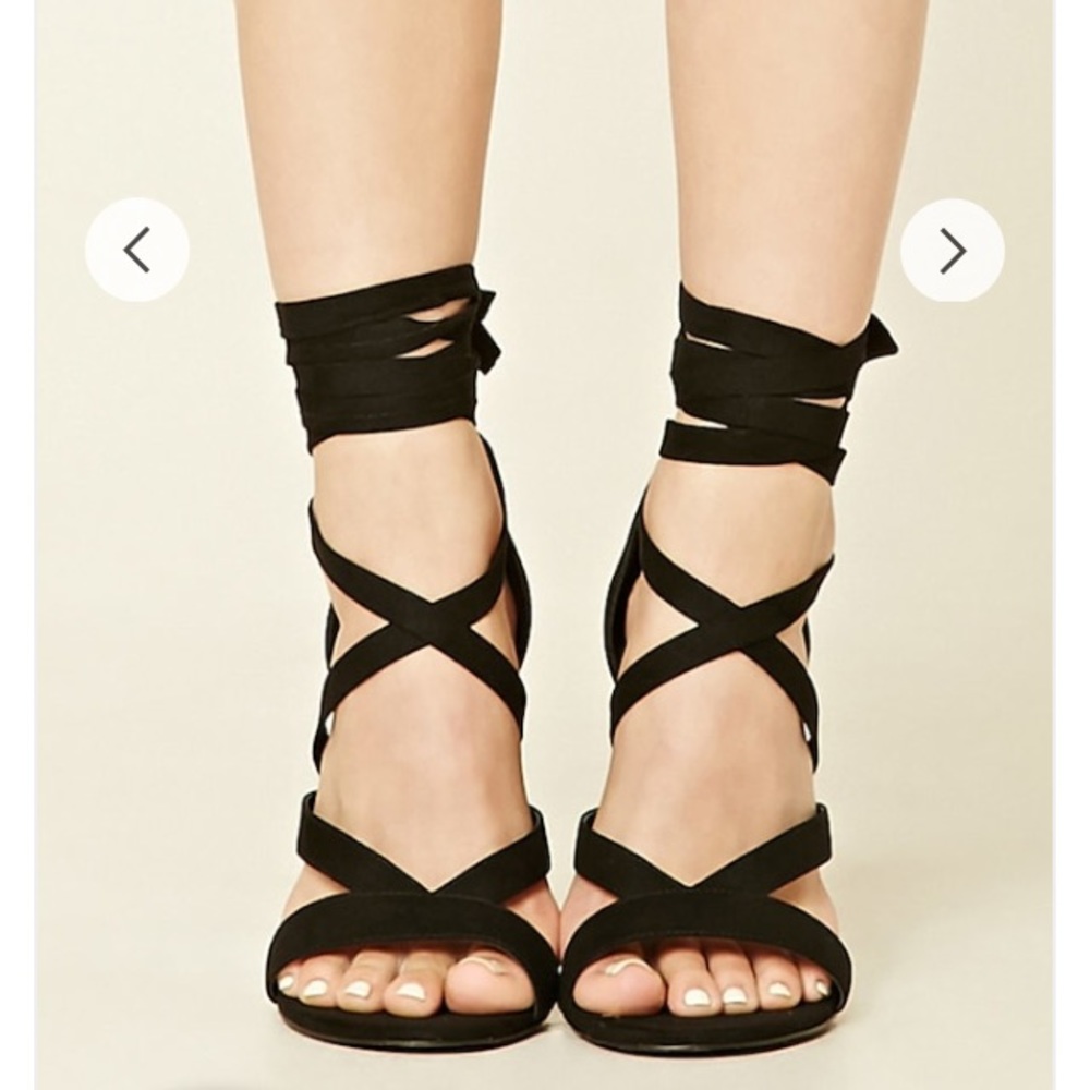 Faux Strappy Heels Suede