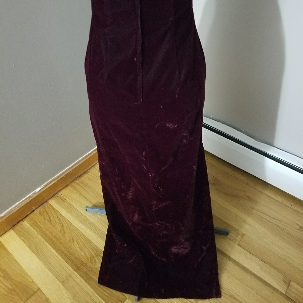 Strapless gown with accent rhinestones, side slit - Picture 4 of 6