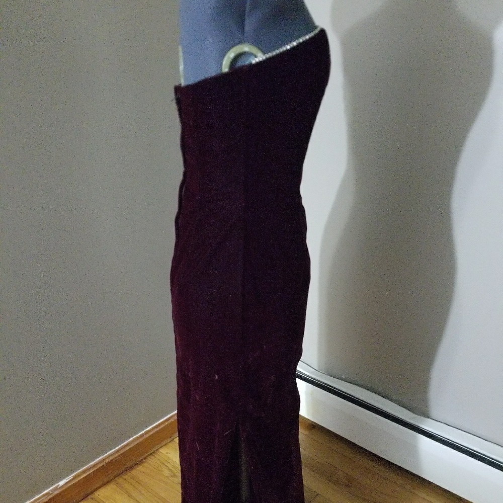 Strapless gown with accent rhinestones, side slit - Picture 6 of 6