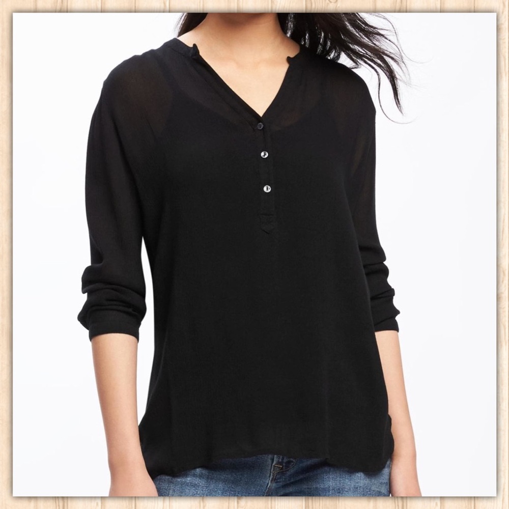 OLD NAVY Black Tunic Top Long Sleeve Shirt Gap