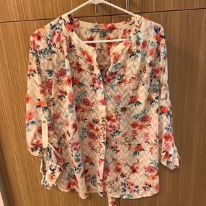 Multicolored sheer flower blouse