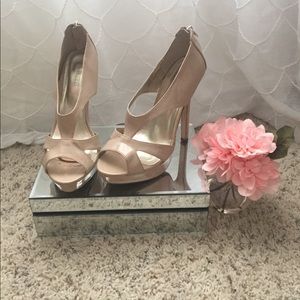 Nude strappy heels