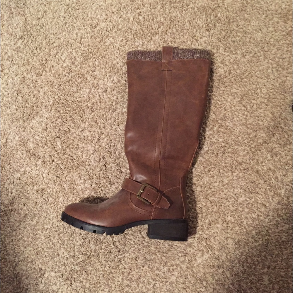 Brown leather boots