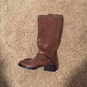 Brown leather boots