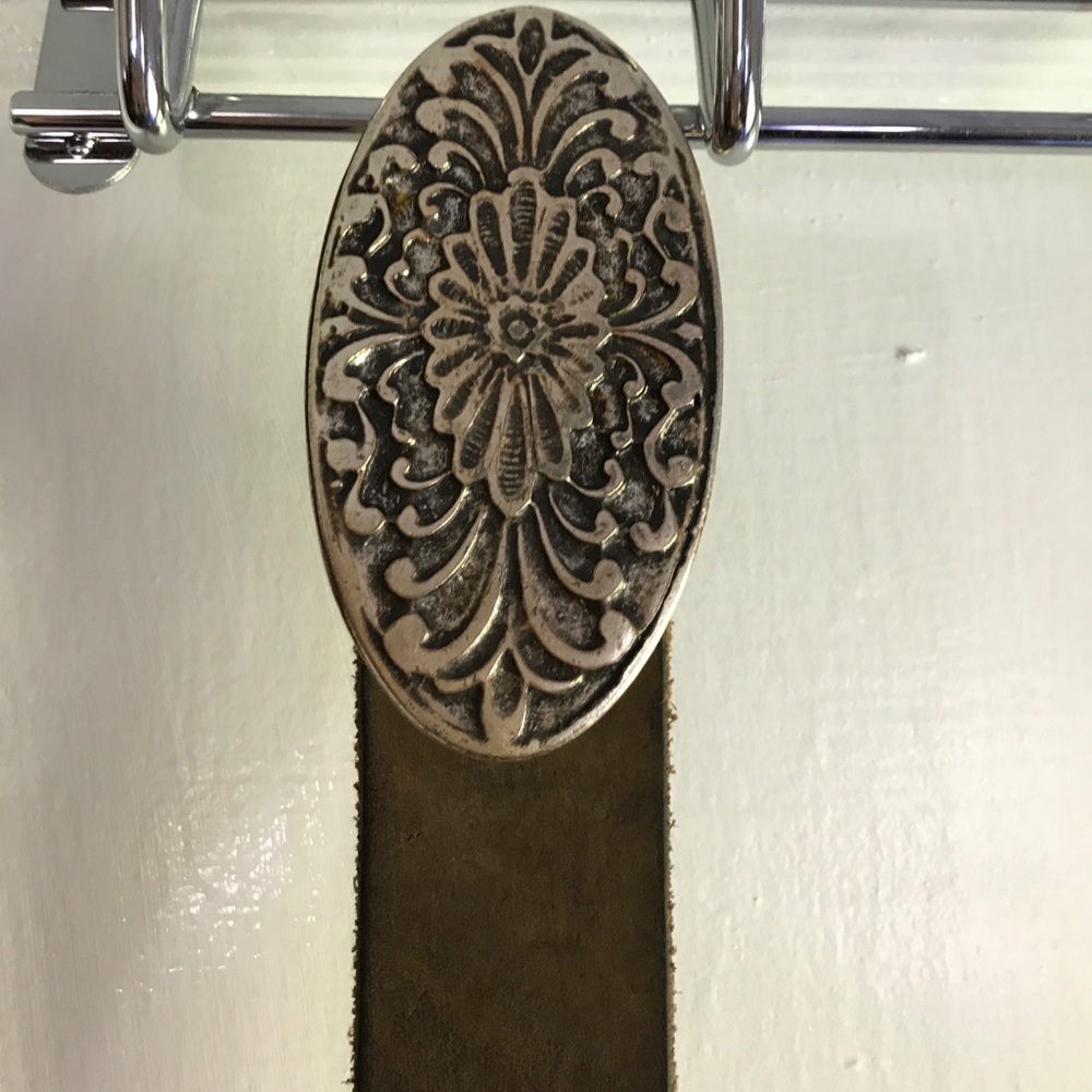 Brown Italian leather hippy belt