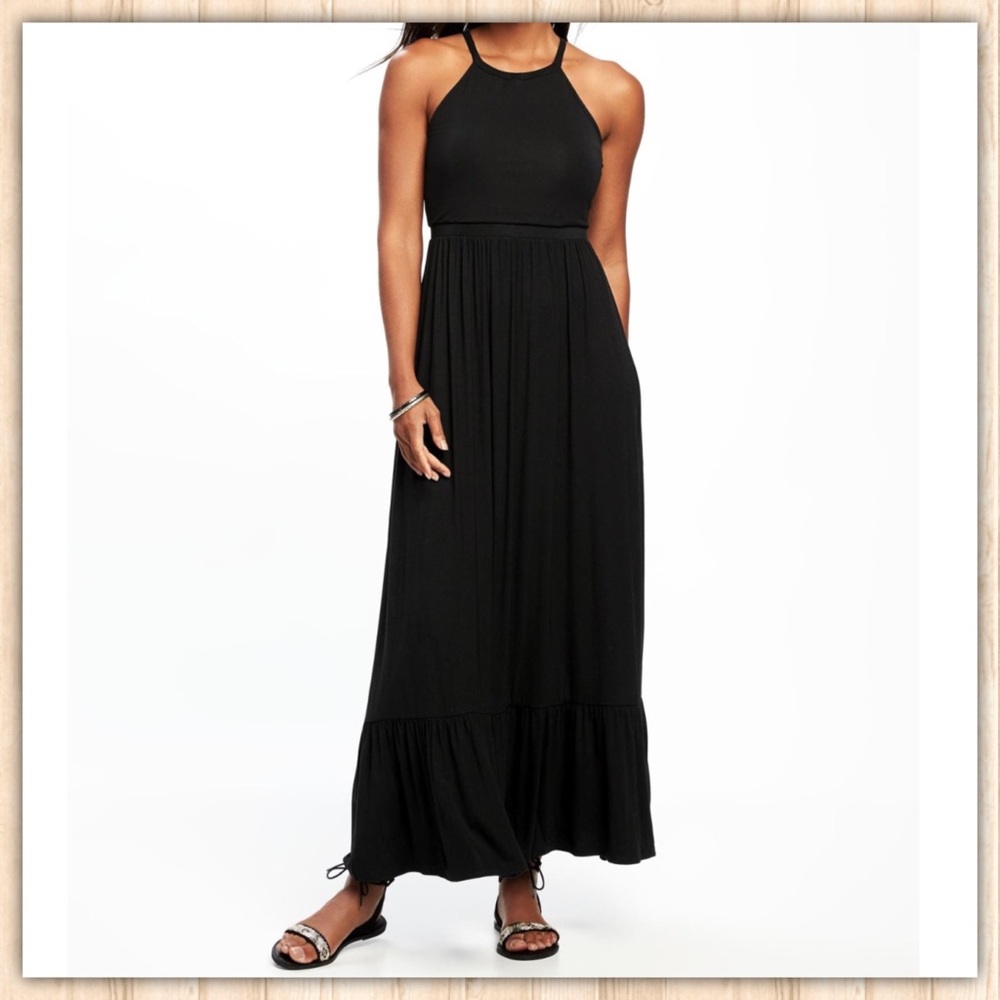 OLD NAVY Black Grecian Halter Maxi Dress Gap