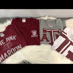 Lot of 4 Victoria’s Secret PINK Texas A&M Shirts
