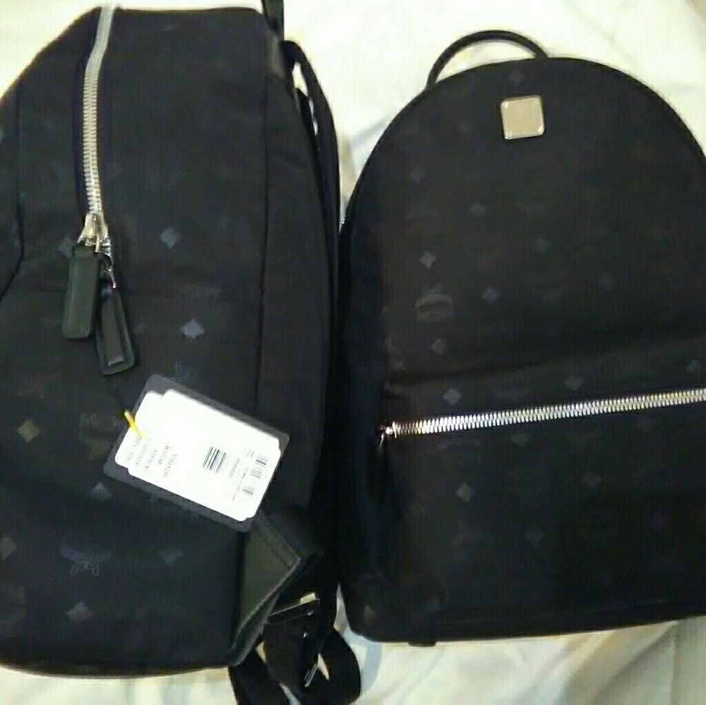 Large Black Nylon MCM Backpack