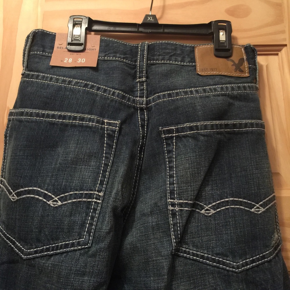 Men's acid washed jeans.