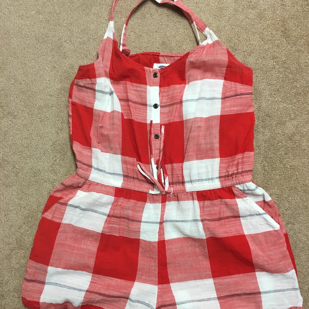 Old Navy Red & White Checkered Romper