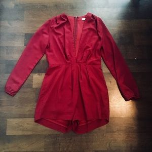 MAROON LONG SLEEVE ROMPER