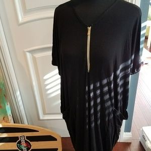 Dwell and slumber black zipper caftan