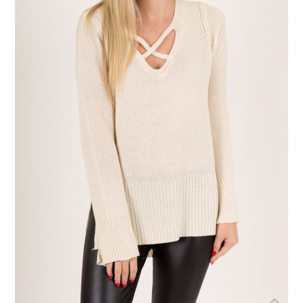 Cream Criss Cross Sweater