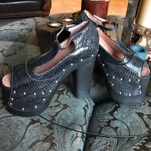 Jeffrey Campbell platform python studded shoes