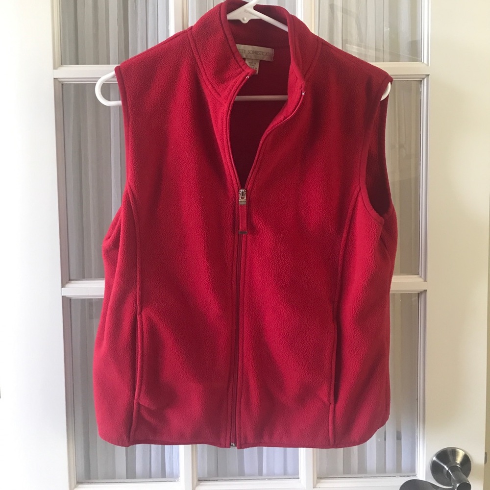 Red Fleece zip up vest