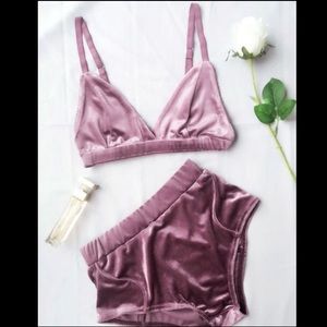 Velvet Bra and High Waisted Panties Set