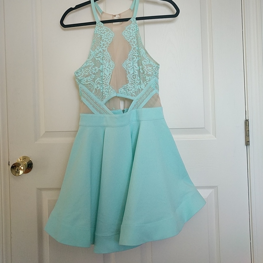 Lace and mesh cocktail/party dress