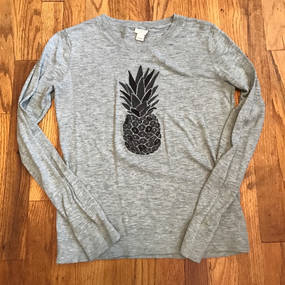 J Crew Factory Pineapple Gray Sweater