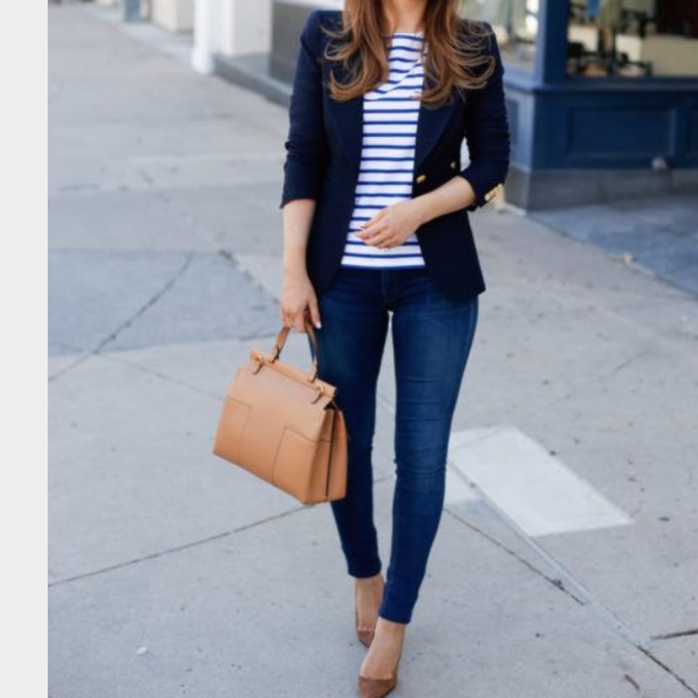 Linen Blend Navy Blazer