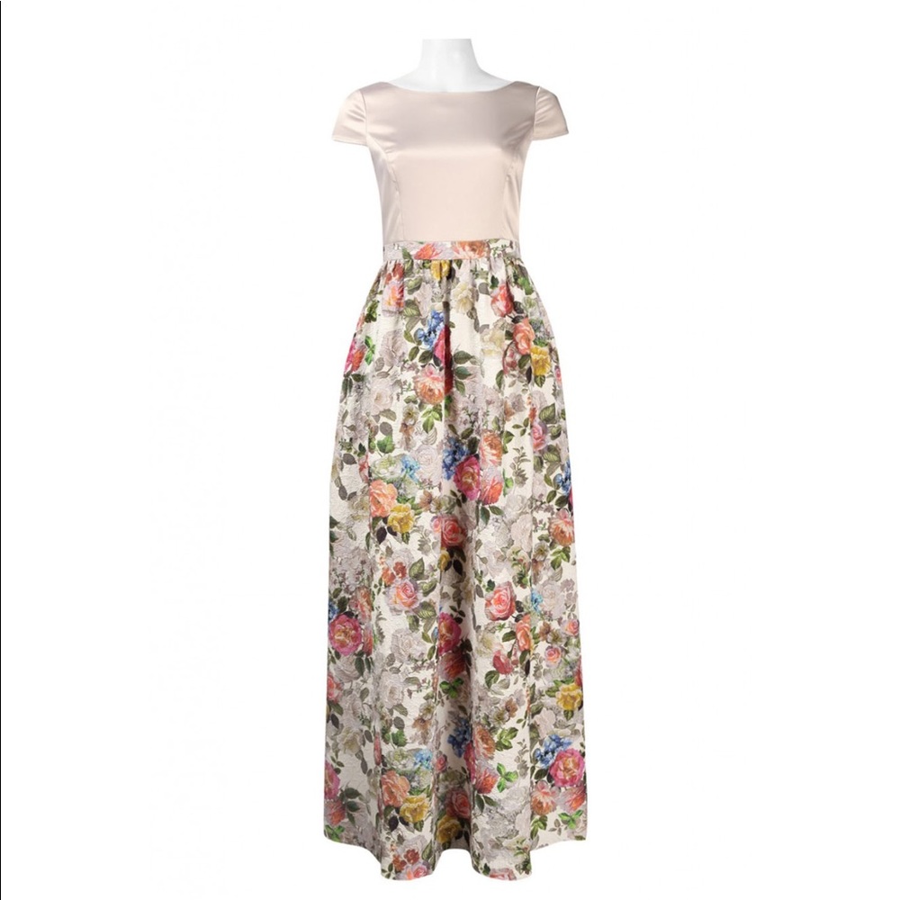 Adrianna Papell SZ 4 Ivory Floral Maxi Dress