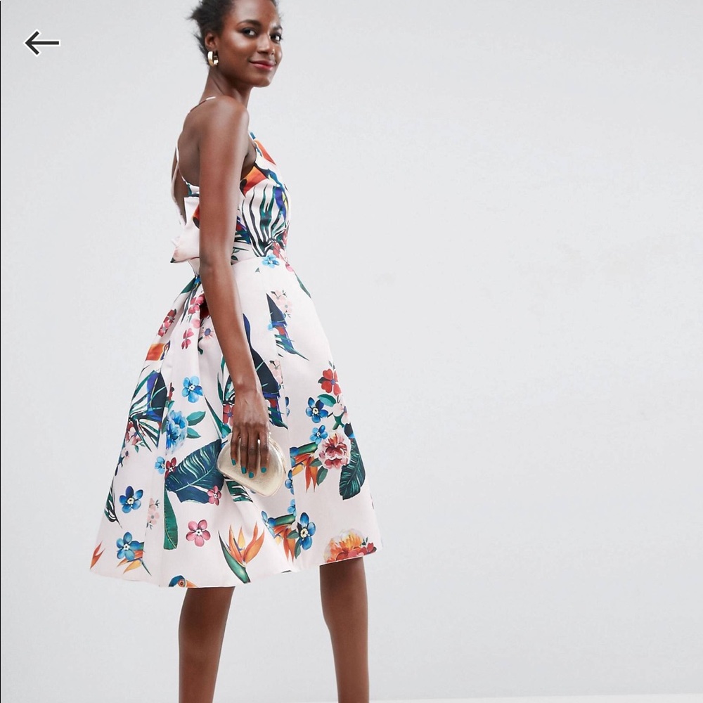 🔥HOST PICK🔥ASOS Tropical Ruffle Back Midi Dress