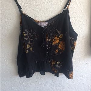 Black floral strapped top