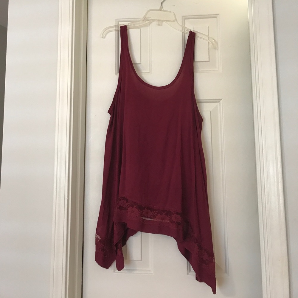Free People Burgundy Sleeveless Blouse