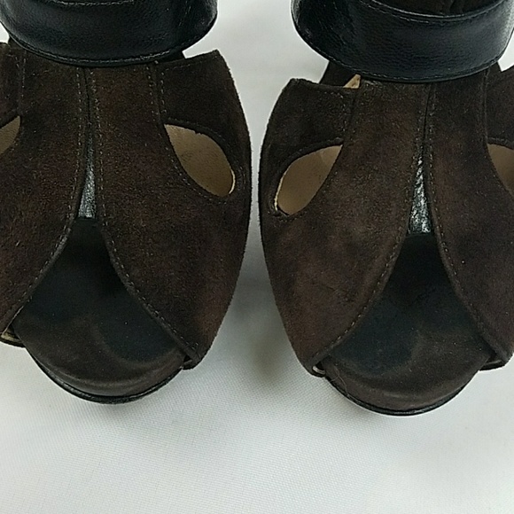 Fendi women 6.5 brown velvet platform peep toe - Picture 4 of 8