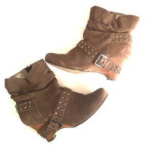 Naughty Monkey brown suede studded ankle boots 8.5