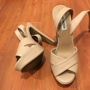 Nude Steve Madden ankle strap heels