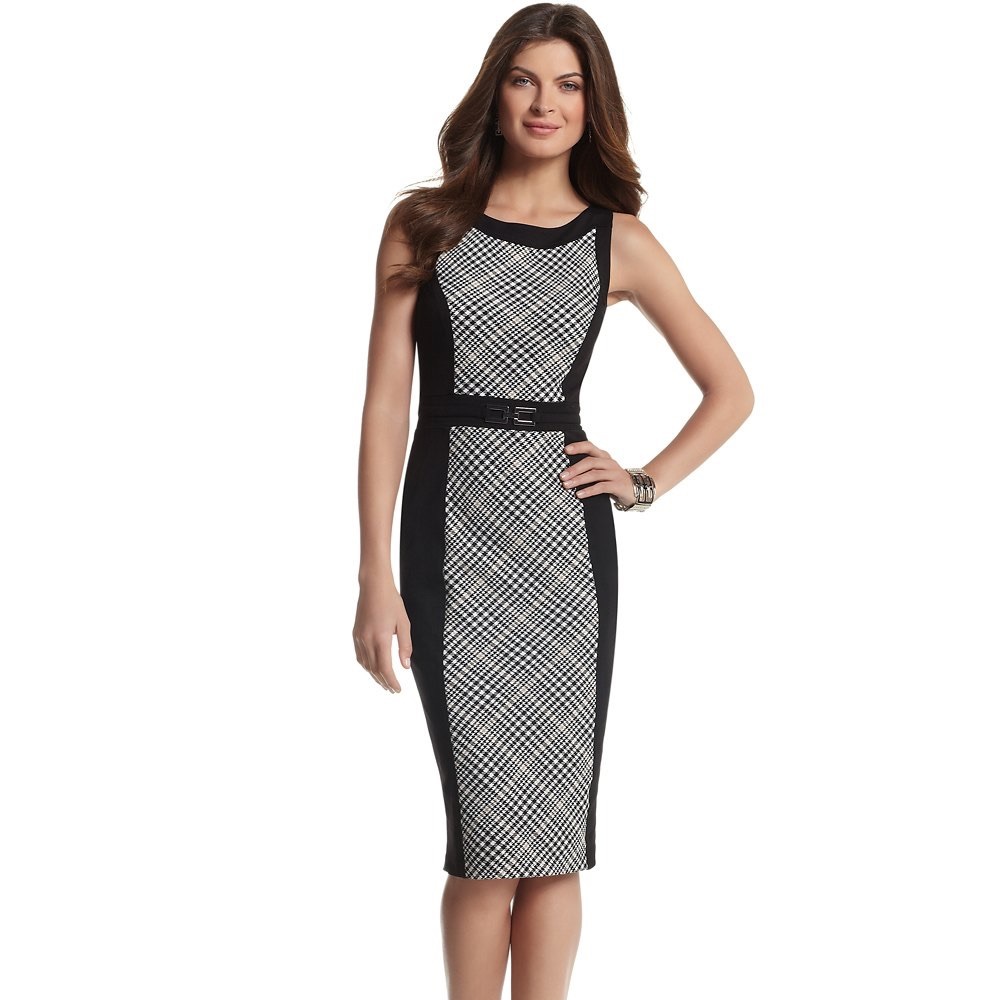 WHBM NWOT Glen plaid colorblock sheath dress