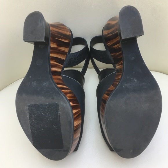 Proenza Schouler black leather & wood wedges sz 7 - Picture 5 of 6