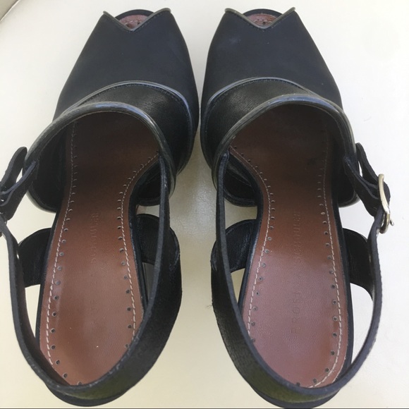 Proenza Schouler black leather & wood wedges sz 7 - Picture 6 of 6