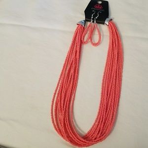 Paparazzi beaded necklace and earrings