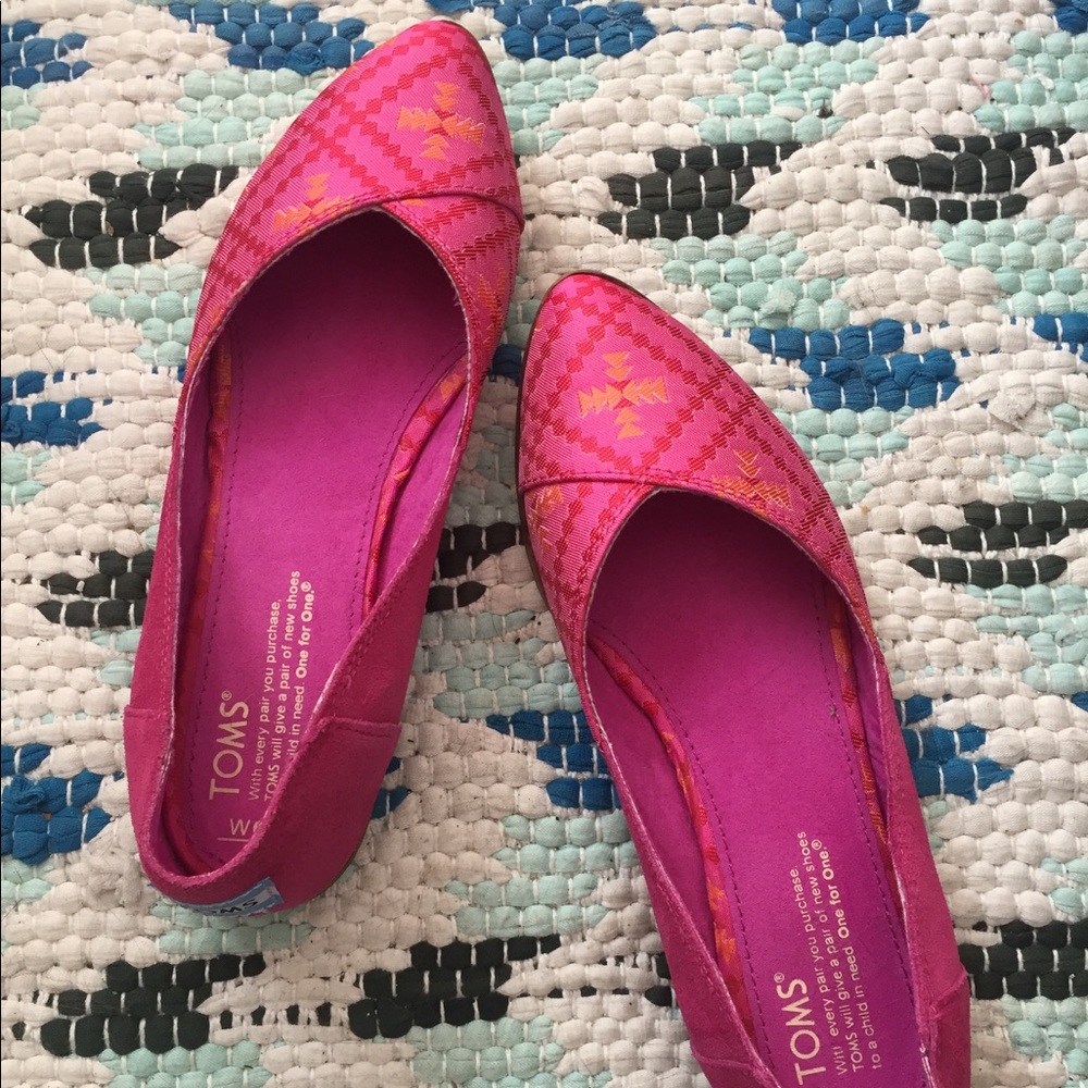 Toms Jutti Embroidered Flats Pink Tribal
