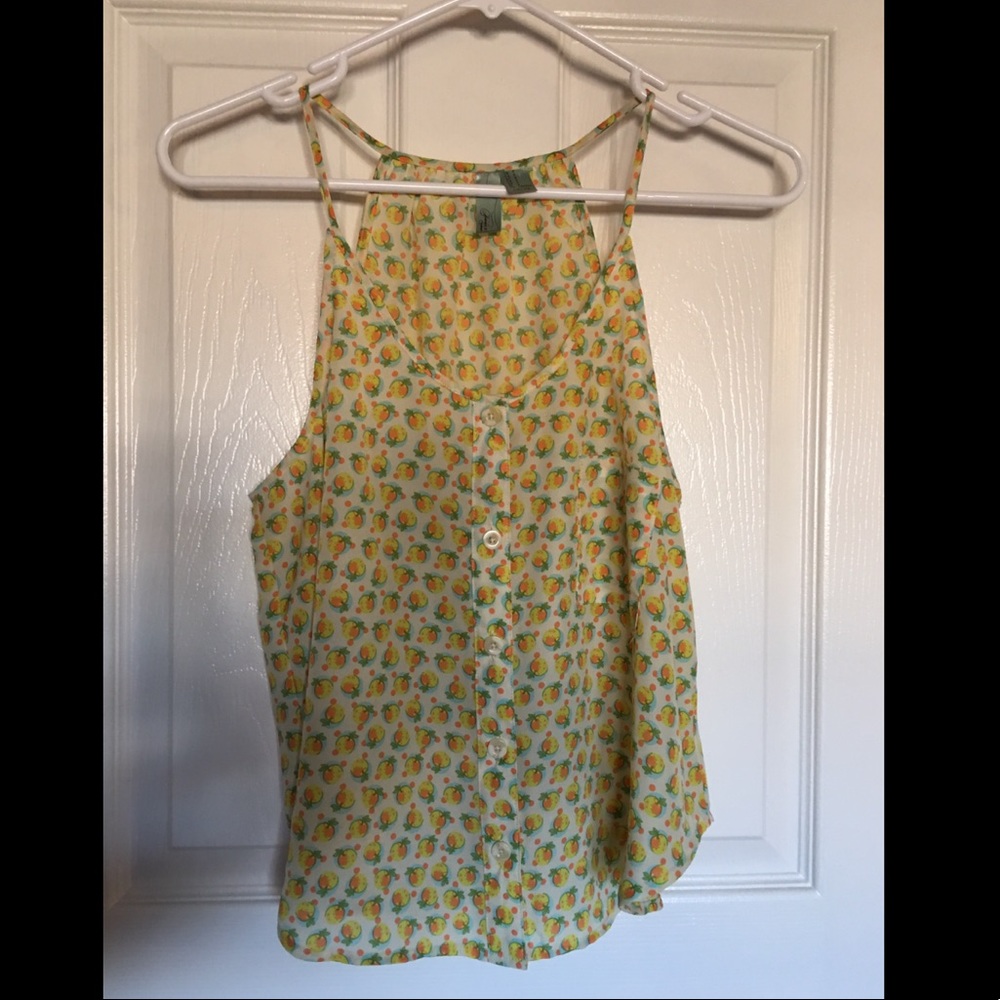 Apple Print Tank, Yellow/Orange/Green, Sz Small
