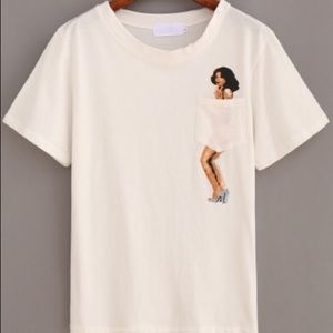 Naughty White Pocket Tee Shirt